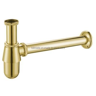 Siphon Syfon Siphone Strainer Golden Finish 1&quot;1/4 Brass Bottle Trap with Pipe for Wash Basin ND003-G