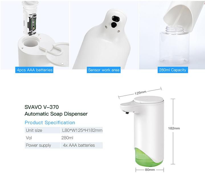 New ABS Plastic Auto Soap Dispenser Hand Sanitizer for 300ml