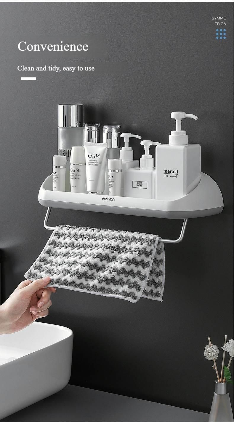 ABS No Punching Toilet Bathroom Rack Wall-Mounted Towel Shelf