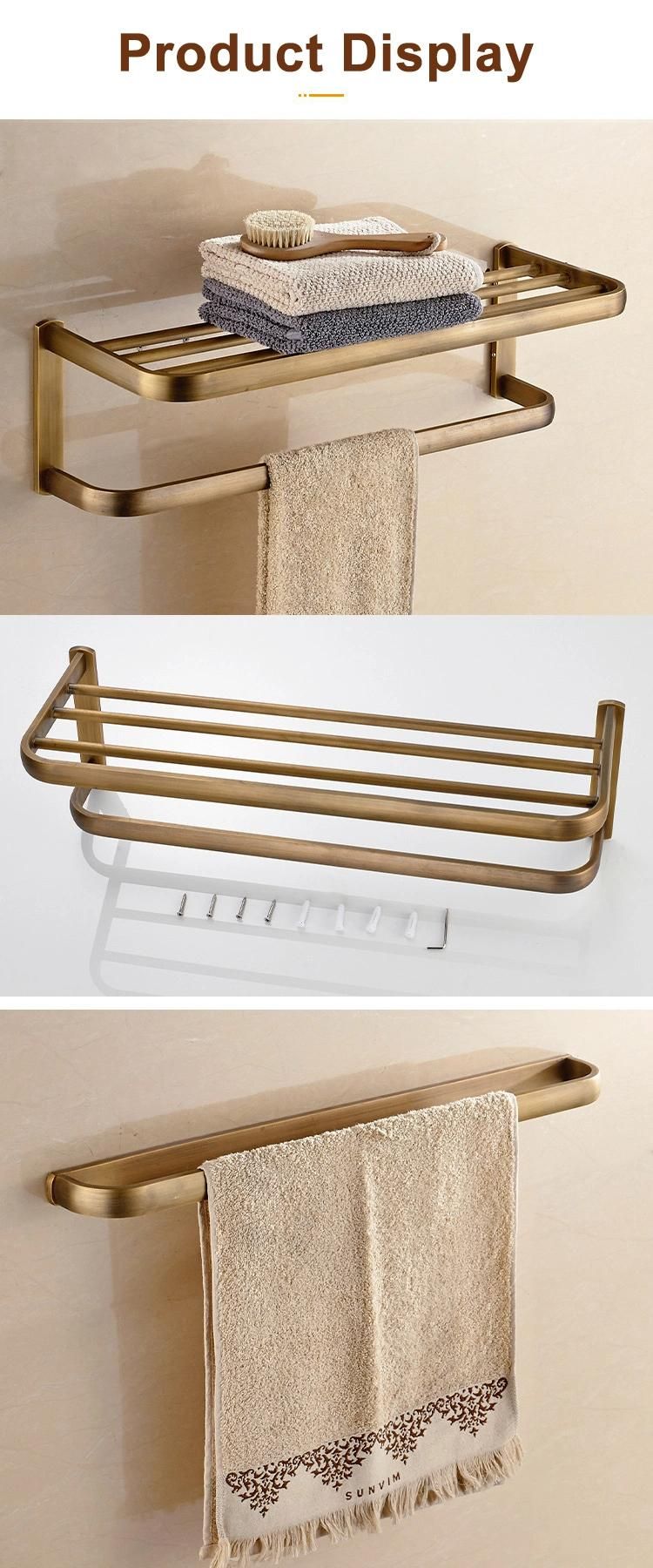 Wall Mounted Bathroom Antique Brass European Elegant Vintage Hotel Towel Rack