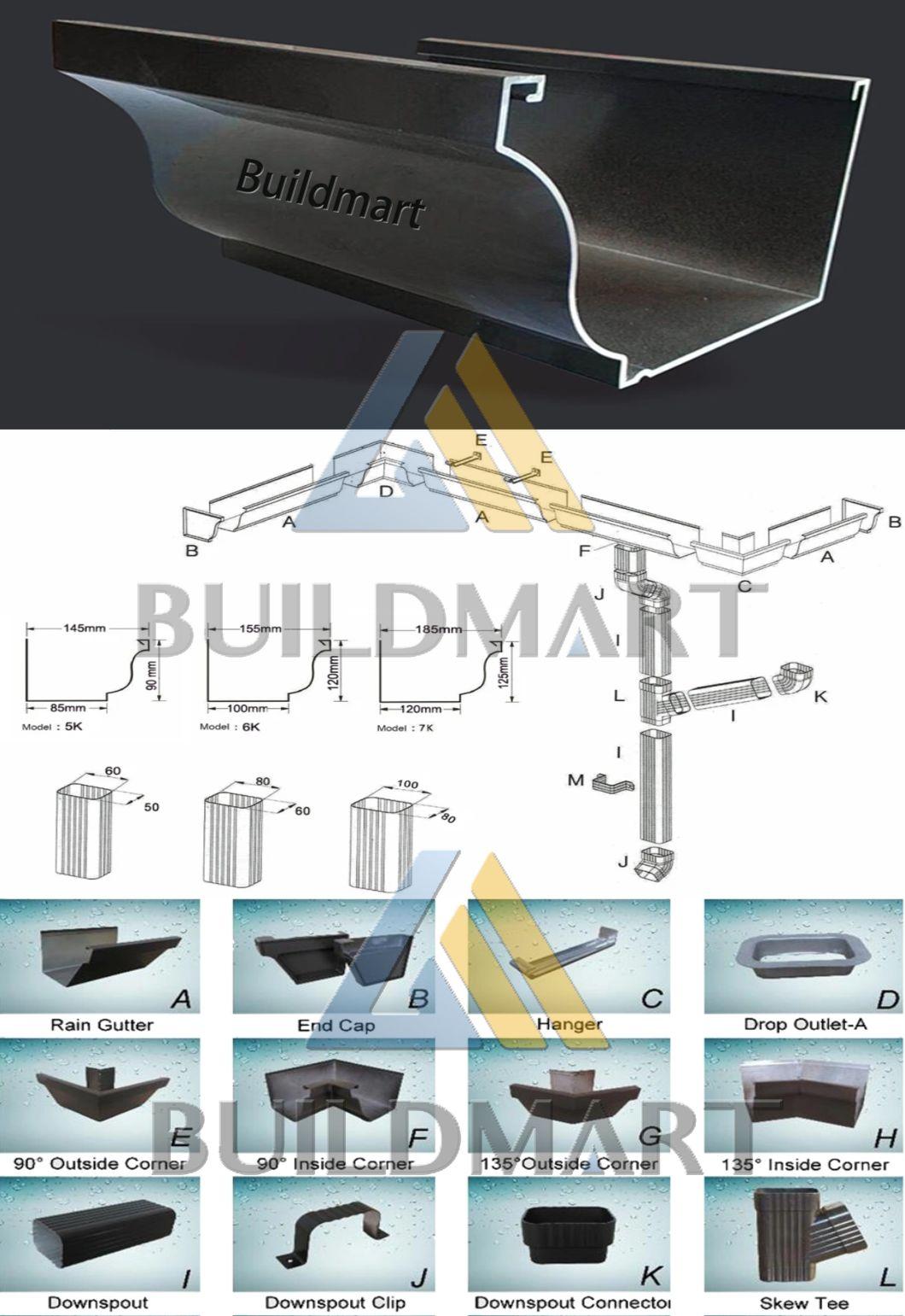 Aluminum Rain Water Collectors Rain Gutter System Multi Colors Available