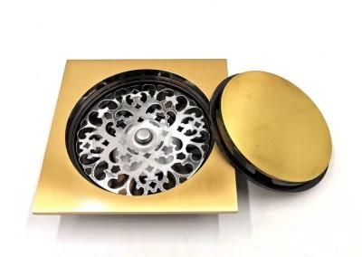 Brass Imitating Gold 4&quot; Round Shower Drain