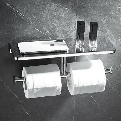 Bathroom Fitting Chrome Plated Paper Shelf Wall Mounted Paper Roll Holder (NC6588-C)