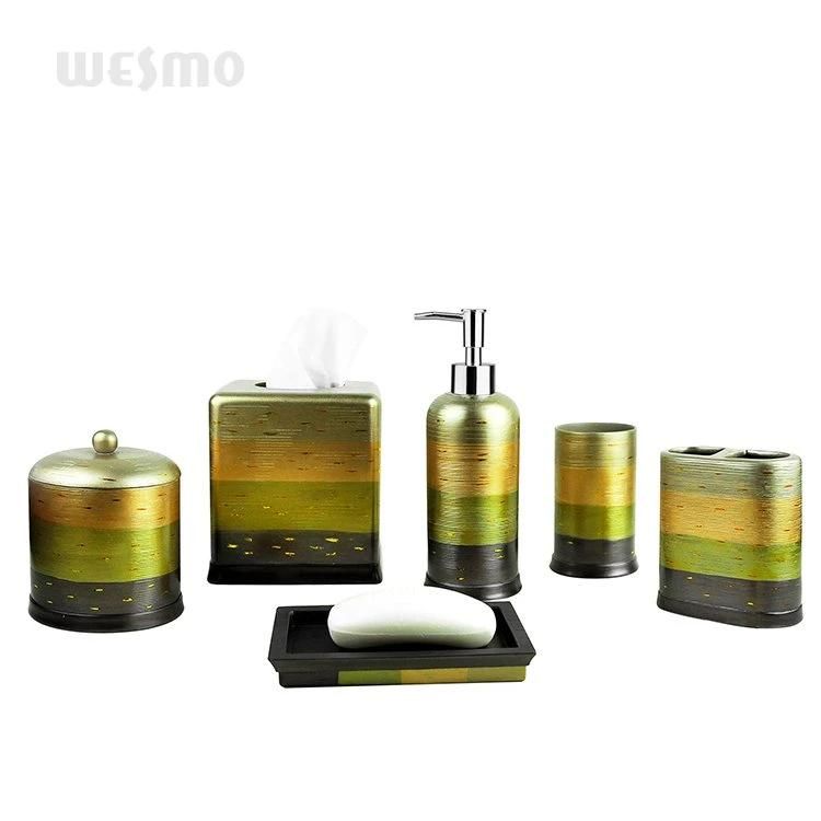 Household Polyresin Bathroom Set with Toilet Brush Holder Brush Cup