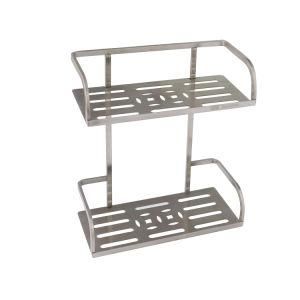 Luolin Bathroom Shower Double Shelf Premium Thicked 304 Stainless Steel 2 Tier Rectangle Rack Shower Caddy Organizer Holder, Brushed 972130-1