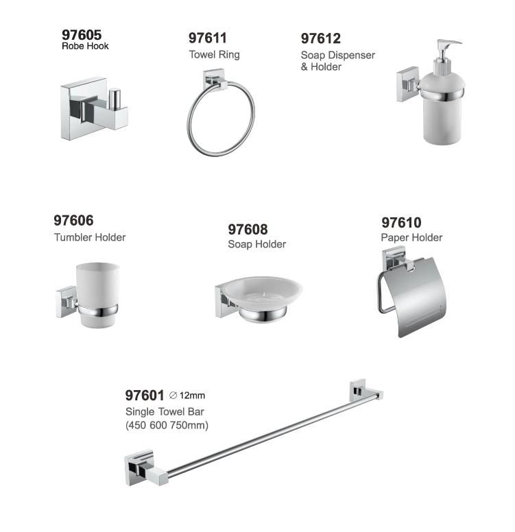 Bathroom Accessory Sets Towel Rack Soap Basket Tissue Holder Cheap Sample Available Chrome Hotel Washroom Toilet Accessories 6 Piece Bathroom Accessories