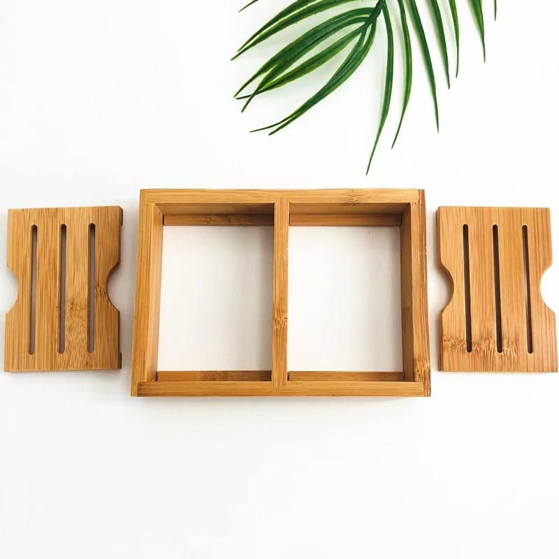 Free Sample 2 in 1 Bamboo Square Shaped Soap Dish Soap Rack
