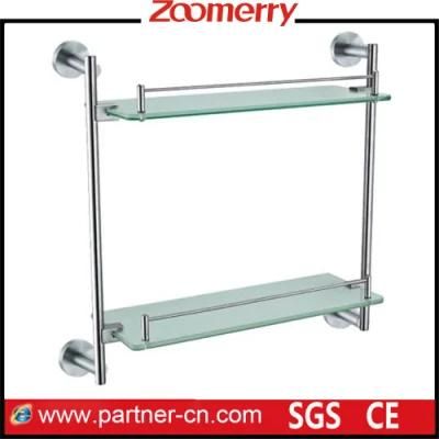 Stainless Steel 304 Bathroom Double Tempered Glass Shelf