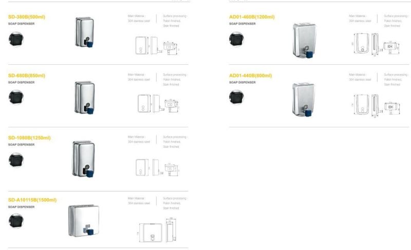 Sanitary Hotel Rooms Manual Single Wall Mount Liquid Soap Dispenser