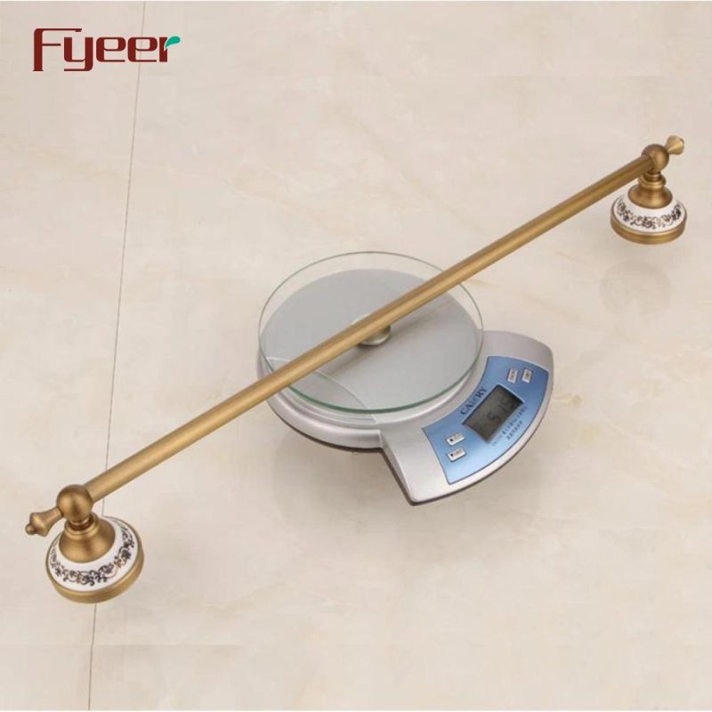 Fyeer Antique Brass Single Towel Bar with Ceramic Base