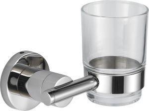 Bathroom Wall-Mounted Brass Double Toothbrush Holder with Glass Cup