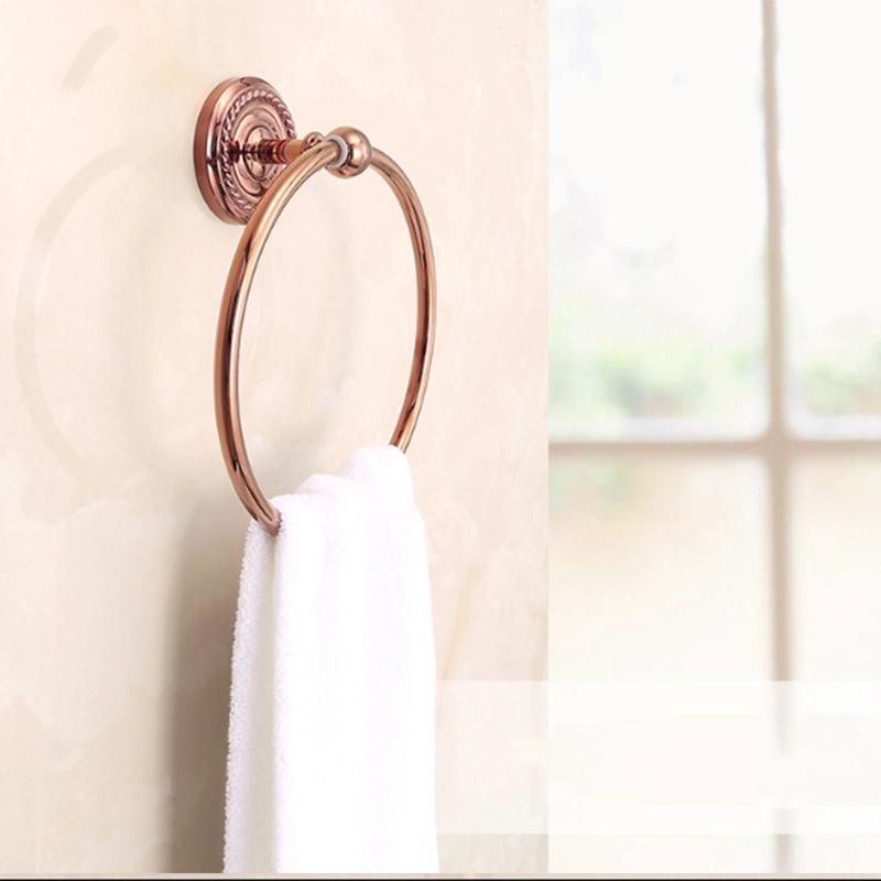 Hotel Rose Gold Brass Bathroom Accessories Wall Mount Towel Shelf Holder