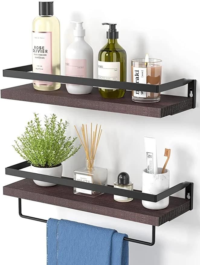 Wall Shelves, Floating Shelves for Bathroom, Kitchen, Bedroom, Bathroom Shelf with Towel Bar