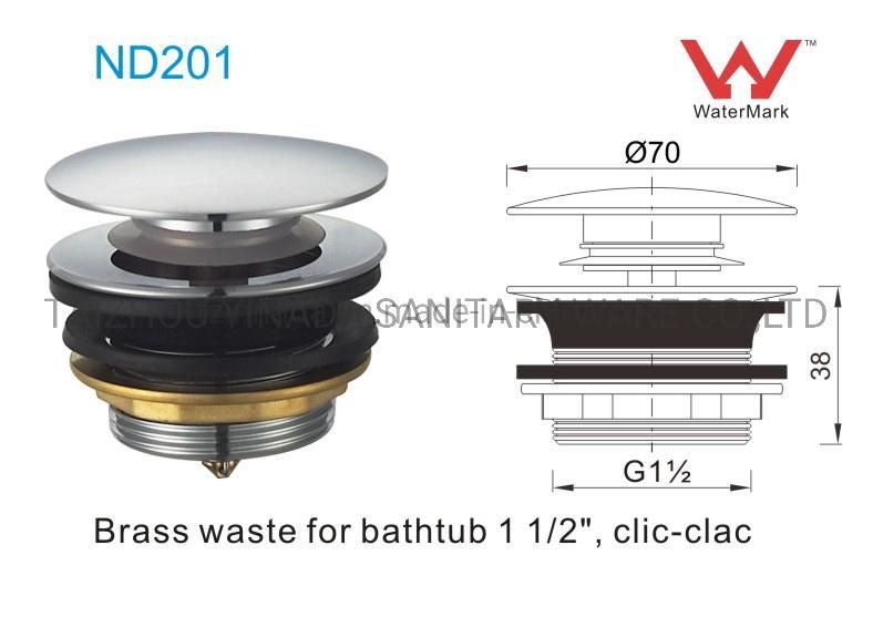 Bathroom Brass Bathtub Drain Pop up Waste Click Clack Wastafel Stopper Sink Strainer 1"1/2 Pop up Waste Rose Gold (ND201-RG)