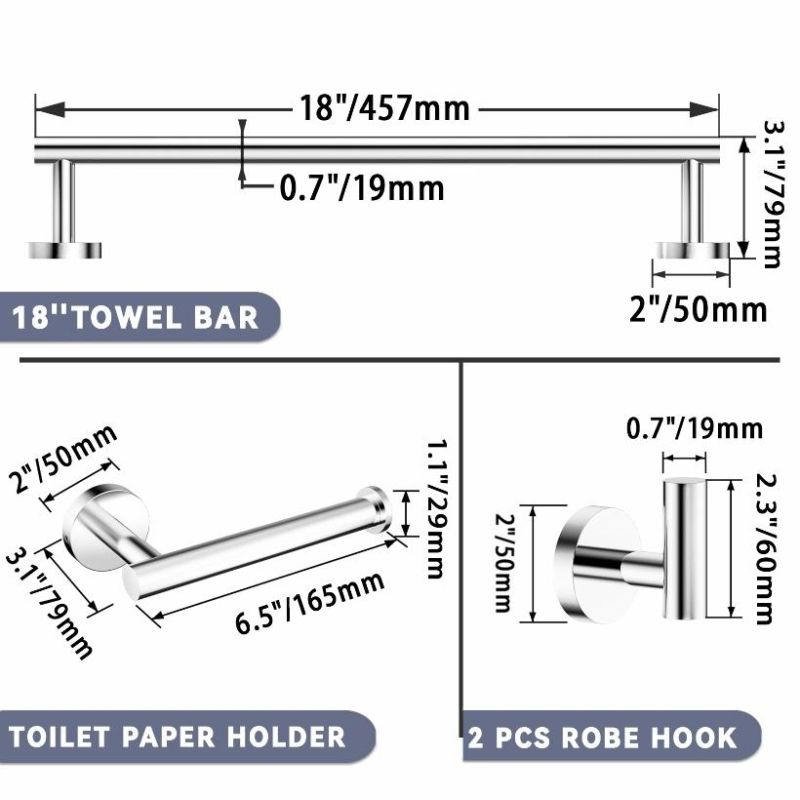 Bathroom Towel Holder 4 Pieces Stainless Steel Bathroom Hardware Set