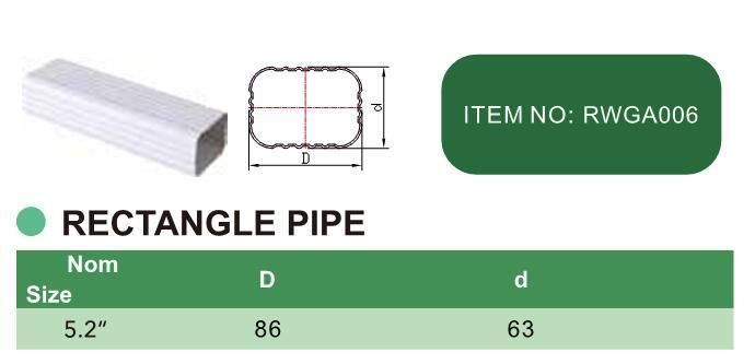 Era Kitemark Certificate 5.2" PVC Rain Water Gutter Fittings Plastic Rectangle Pipe