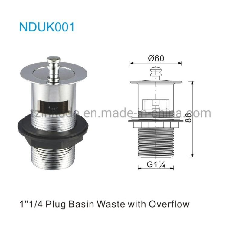 1" 1/4 Brass Plug Pop up Waste UK Design Basin Drainer (NDUK002)
