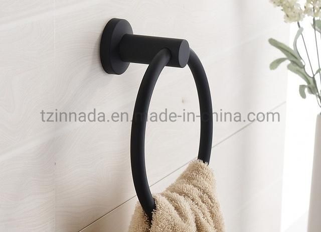 Matt Black Zinc Wall Mounted Bathroom Towel Ring (NC530125)