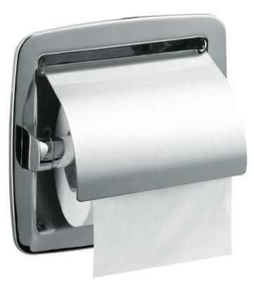 Bathroom Accessories 304 Stainless Steel Horizontal Single Roll Toilet Paper Holder with Cover Polished