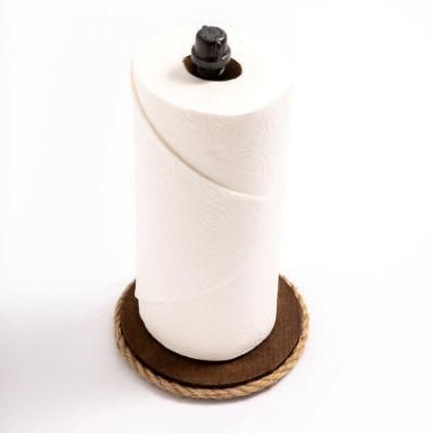 Pipe Paper Towel Holder From Iron Pipe Wood Rope Industrial, Rustic