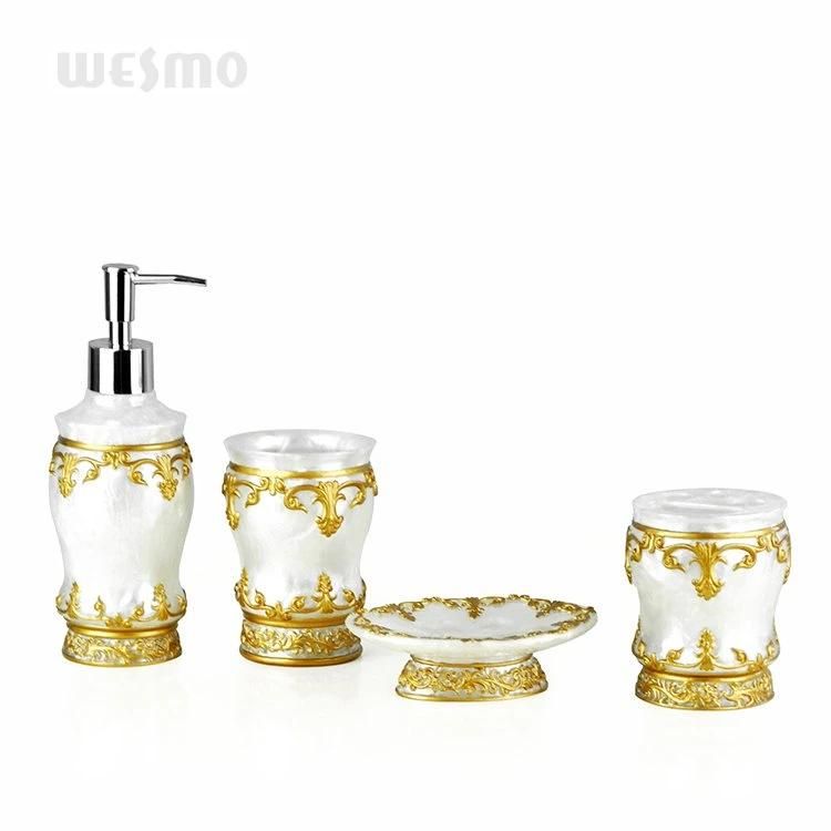 Household Polyresin Bathroom Set with Toilet Brush Holder Brush Cup