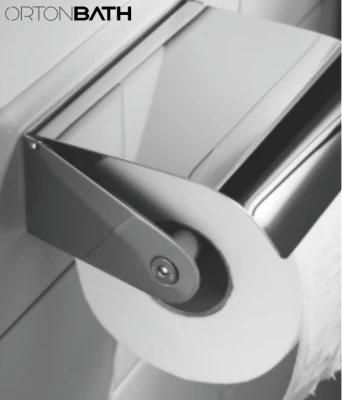 Modern New Design Polished Anti-Rust Stainless Steel Bathroom Paper Holder with Cover and Cell Phone Holder