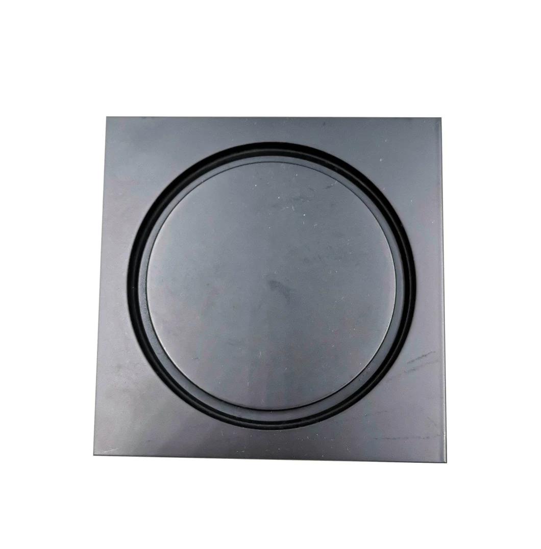 4" Brass Square Shower Drain with Round Cover