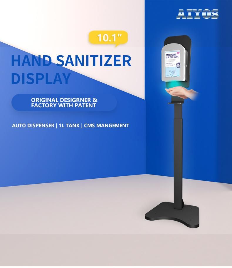 10.1 Inch LCD Advertising Digital Signage with Touchless Hand Sanitizer Dispenser