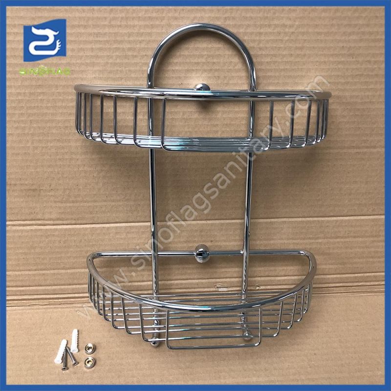 Rustproof Stainless Steel Bathroom Storage Square Basket Single Bathroom Shelf