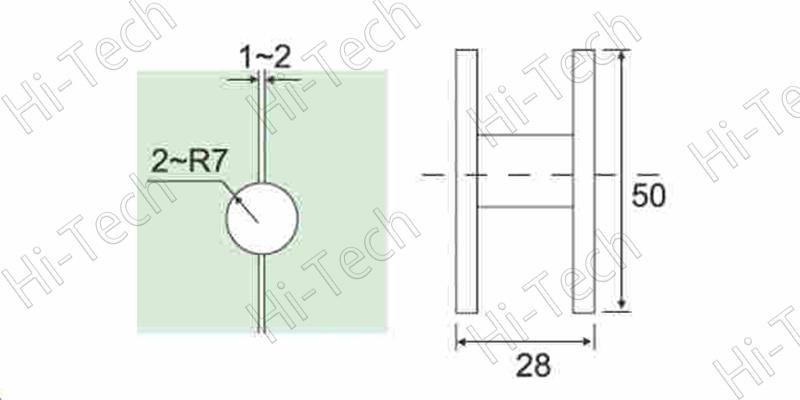 Ca-801 Square 50X50mm Glass Clip Solid Aluminum Door Patch Fitting