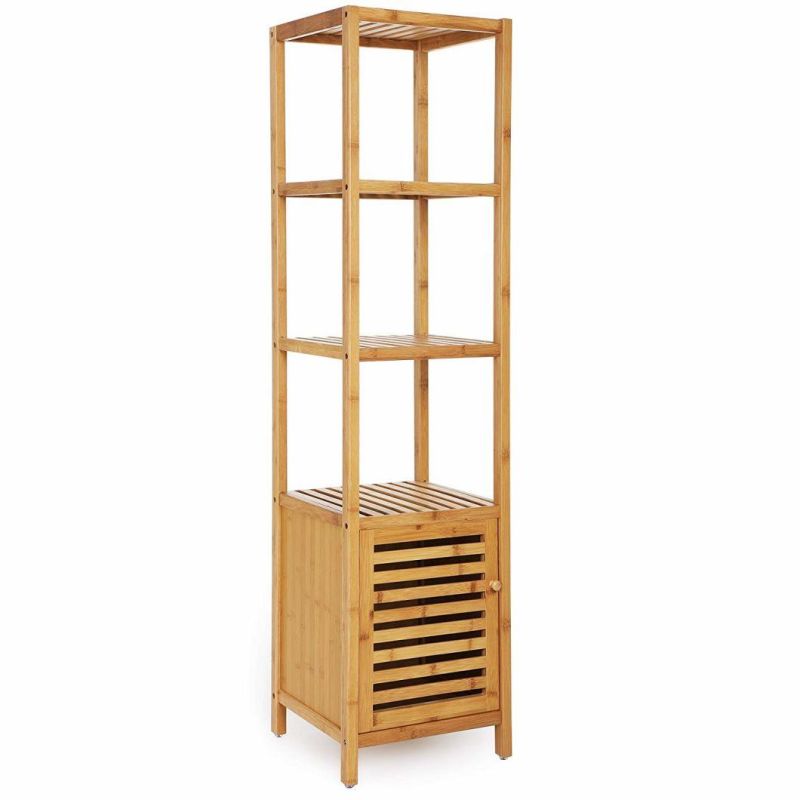 Bamboo Wood Bathroom Storage Rack Holder