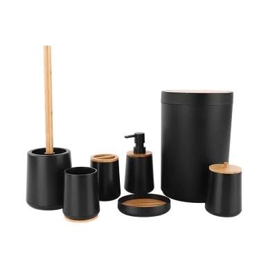 Amazon Hot Selling Household Bamboo 7 Pieces Bathroom Set
