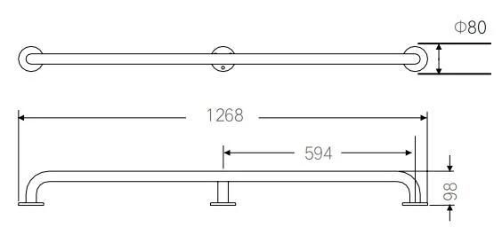 Bnh-19026 Stainless Steel Wall to Wall Straight Grab Bar Safety Handrail