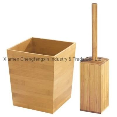 Bamboo Bathroom Accessory Set Toilet Brush Holder