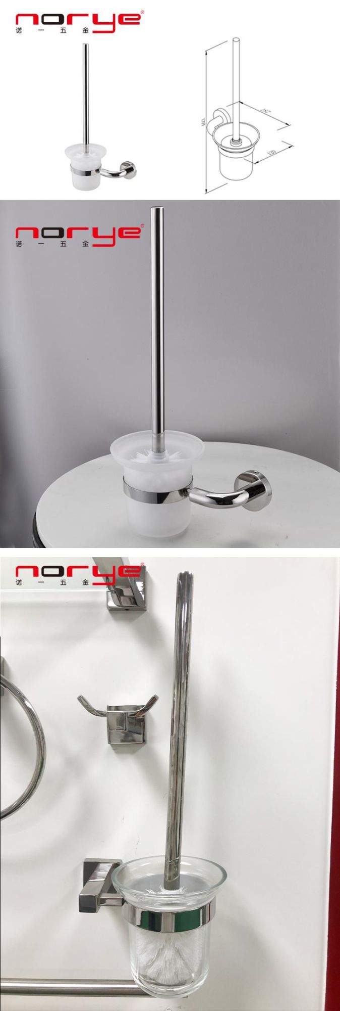 Stainless Steel Toilet Brush Holder Modern Wall Mounted Bathroom Accessories