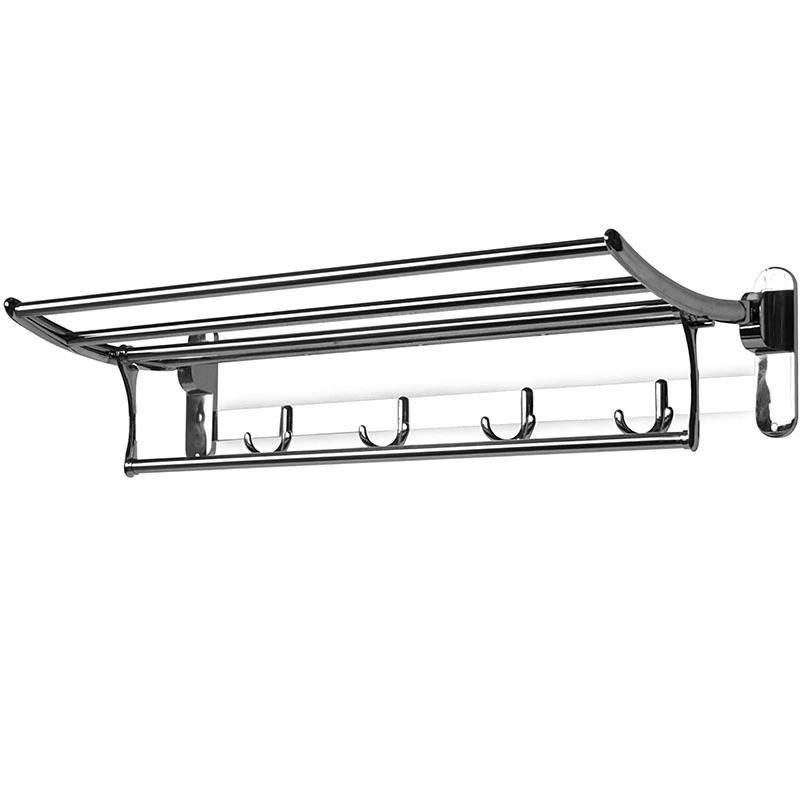 Bathroom Rust Proof Stainless Steel Foldable Shelf and Drying Rack Towel Rail