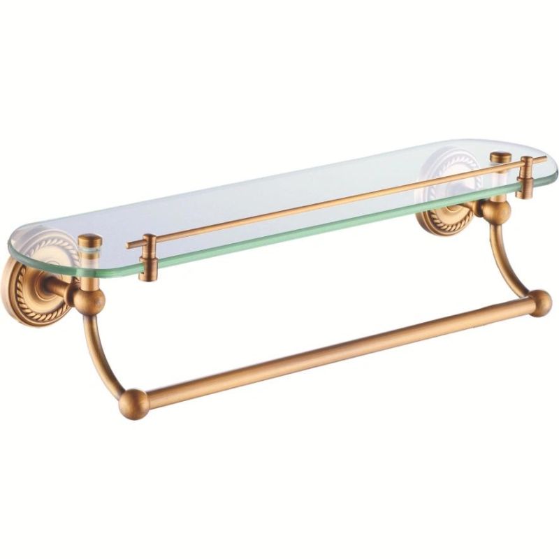 Wall Mounted Corner Glass Shelf Gold Stainless Steel Bathroom Double Glass Shelf glass bathroom shelves