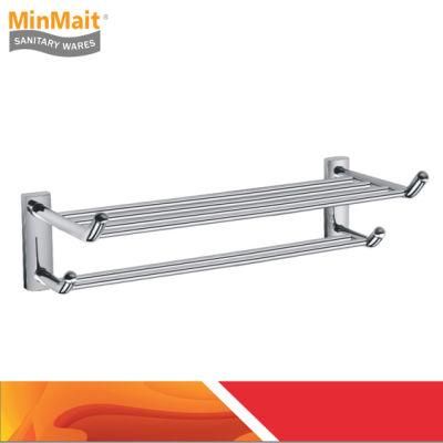 Stainless Steel Double Towel Rack with Hooks Mx-Tr03-108