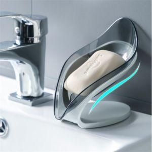 Bathroom Leaf-Shaped Drain Soap Plate Free Perforated Soap Holder Box