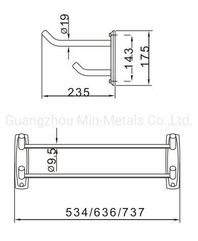 Stainless Steel Double Towel Rack H Style with Hooks Mx-Tr113