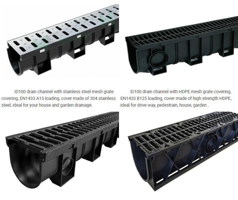 100X100mm Surface HDPE Drainage Drain Channel for Pedestrain