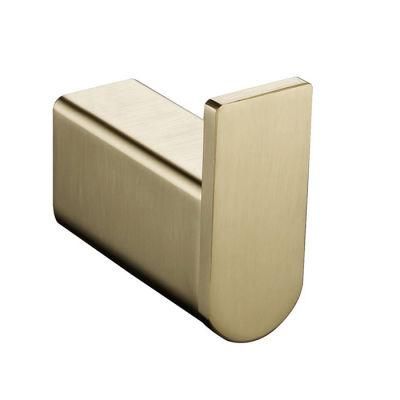 Modern Sqaure Design SUS304 Brushed Gold Coat Hooks Robe Hooks for Bathroom