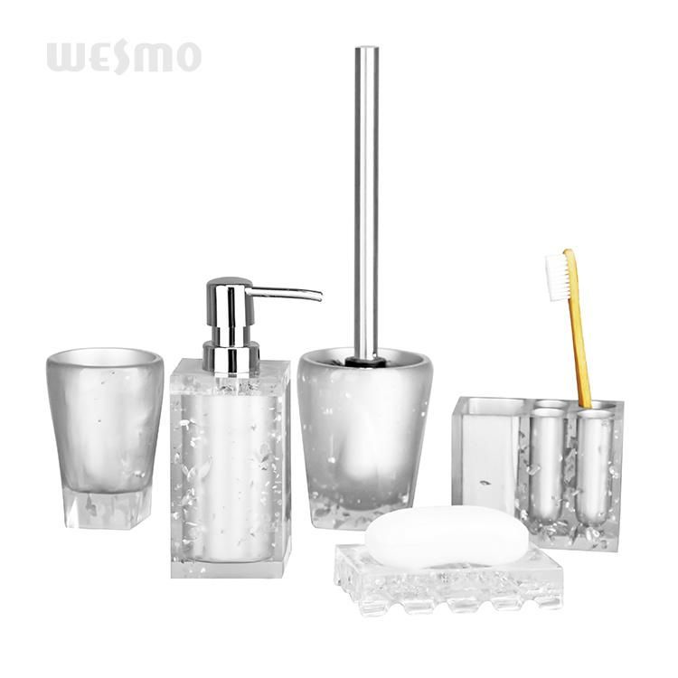 Manufacturer Crystal Bathroom Accessories with Toilet Brush Cup Brush Holder