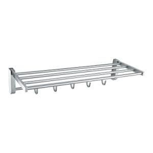 Luolin Stainless Steel 304 Hotel Towel Rack Bathroom Folding Shelf Shower Towel Bar Holder Bath with Hooks, 91078-17