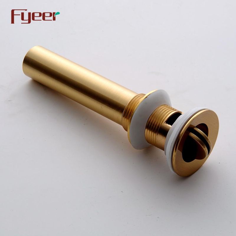 Fyeer Gold Plated Flip Tipping Basin Waste Water Drain with Overflow