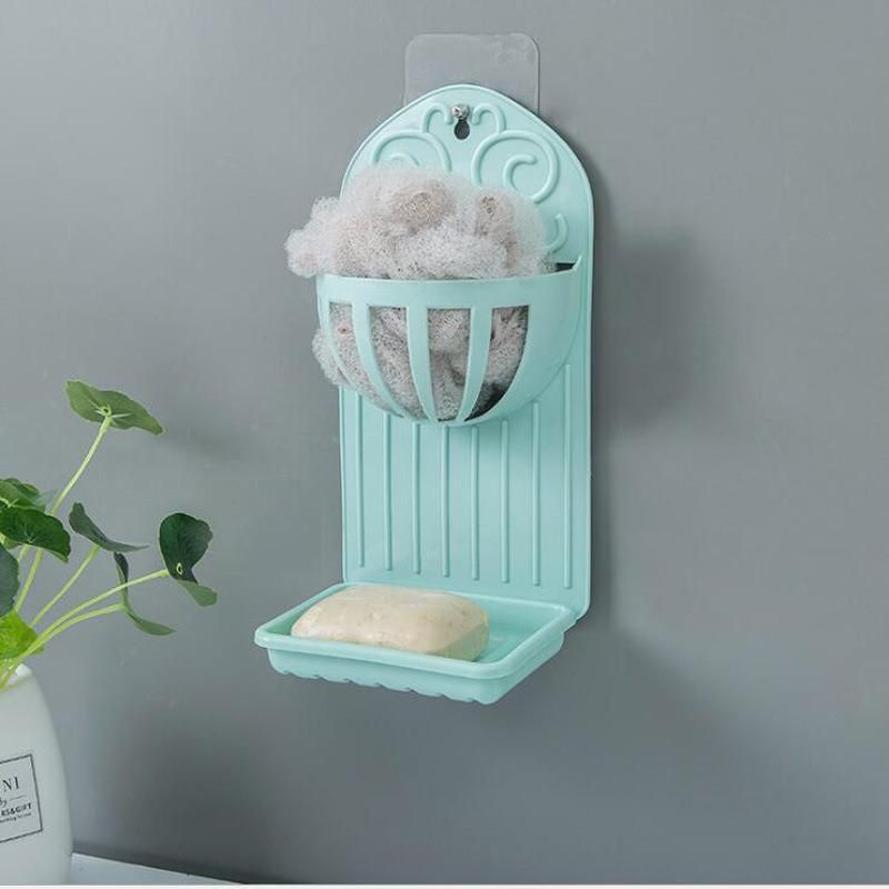 Drained Soap Box, Two-Layer Rack Bathroom Wall-Mounted Storage Rack Plastic Soap Tray Toilet Rack Bathroom Rack Wbb12176