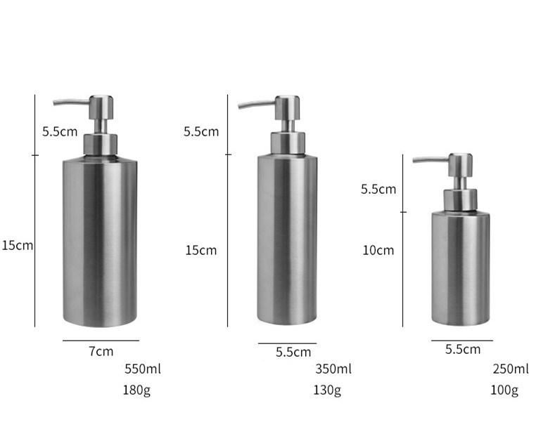 Stainless Steel Cylindrical Emulsion Bottle Shower Gel Bottle Soap Dispenser