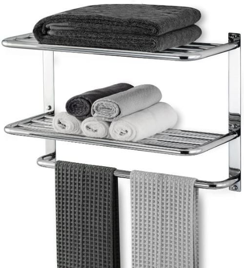 Bathroom Shelf with Towel Bars Stainless Steel Wall Mounting Rack