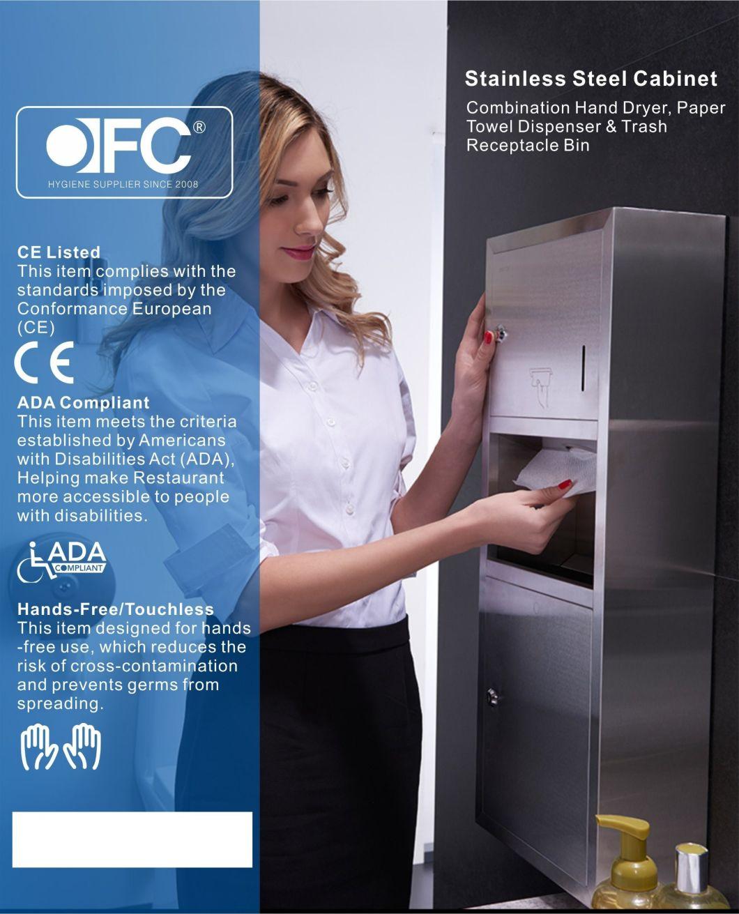Combination Hygiene Recessed Paper Towel Dispenser/Automatic Hand Dryer/ Waste Receptacle