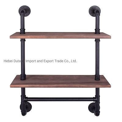 1-Tier Vintage Industrial Pipe Wall Shelf Rustic Pipe Towel Bar for Shelves